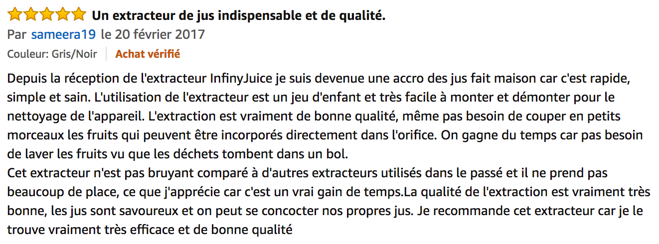 commentaire moulinex infiny juice